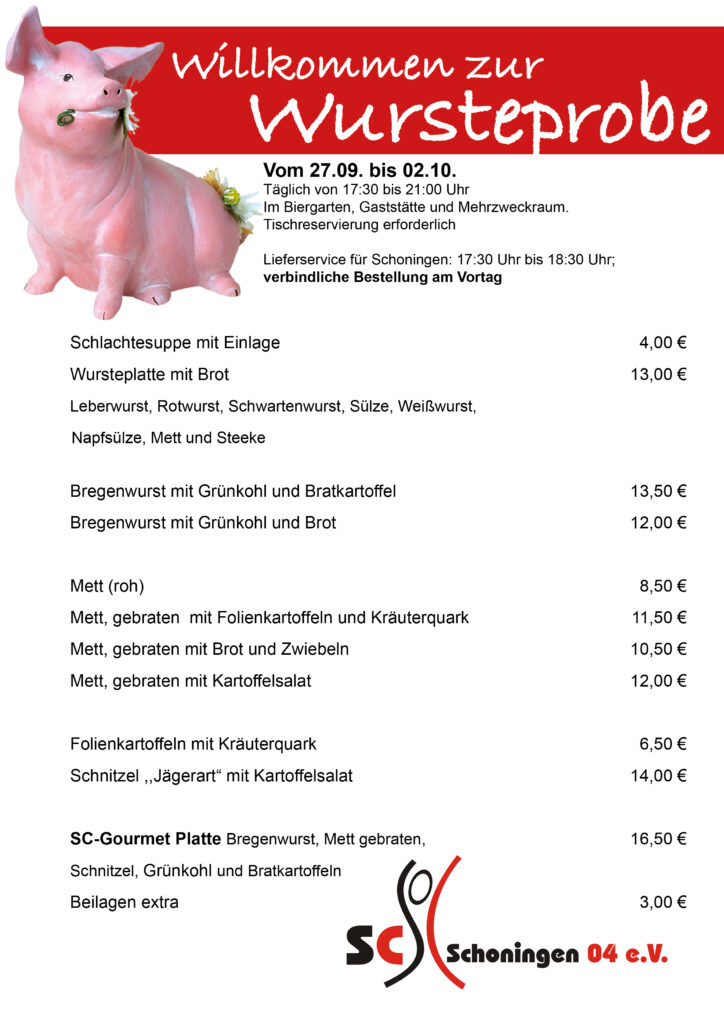 Speisekarte Wursteprobe 2026