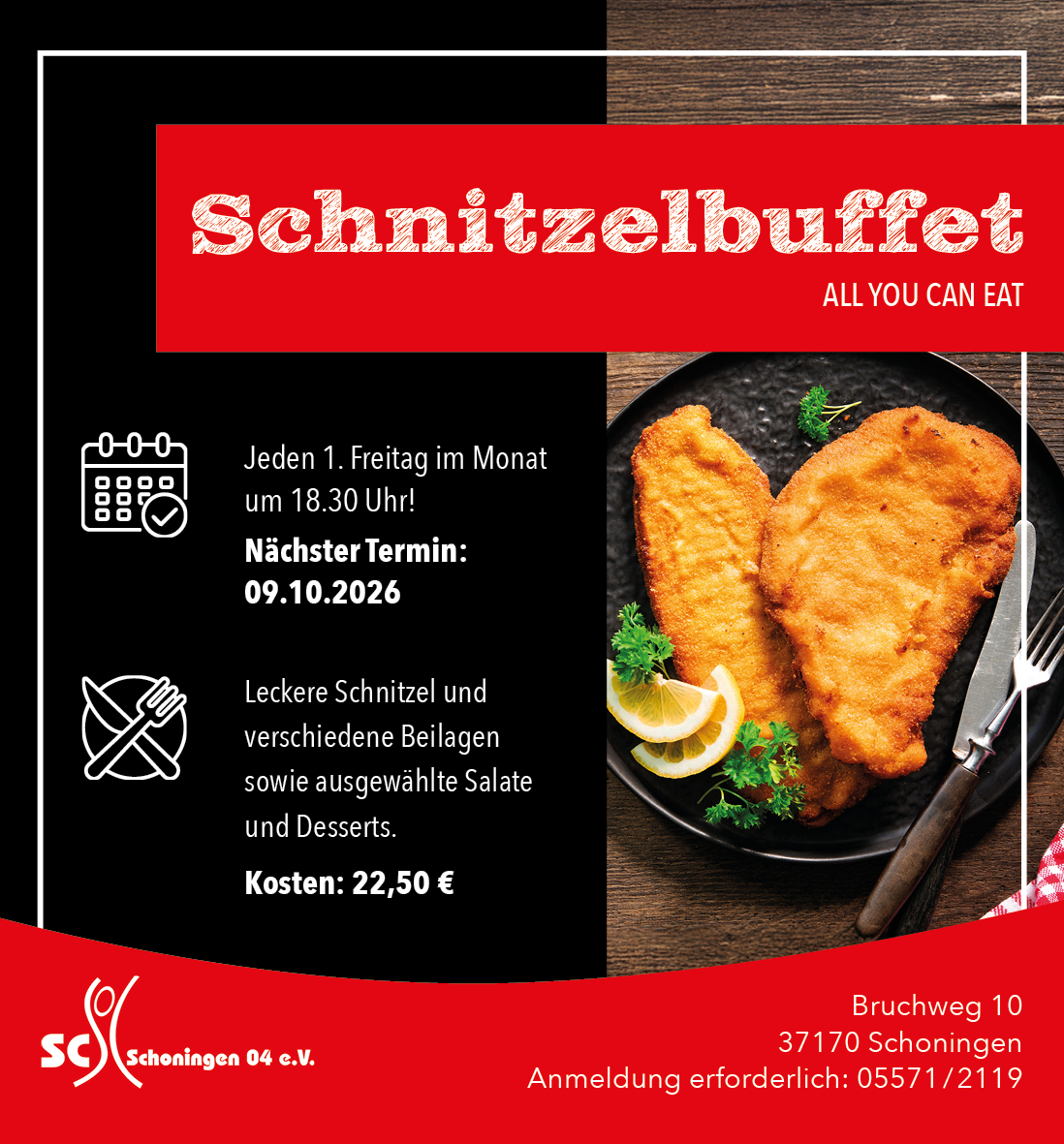 Anzeige Schnitzelbuffet Oktober 2026